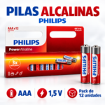 Pilas Alcalinas Philips AAA LR03 1,5V Pack x12 Power Alkaline - Imagen 3