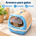 Arenero Cerrado para Gatos con Puerta Abatible y Pala 32 x 46 x 30 cm - Imagen 4