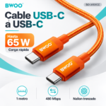 Cable USB-C a USB-C BWOO BO-X401CC 65W Carga Rápida 1 Metro - Imagen 2