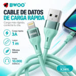 Cable de Datos BWOO X280L USB-A a Lightning 3A Carga Rápida 1 Metro - Imagen 2