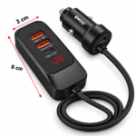 Cargador para Auto BWOO BO-CC106 120W con 4 Puertos USB-A y USB-C PD/QC, Display de Voltaje y Cable 1,5 m - Imagen 3