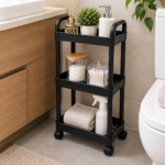 Carrito Organizador 3 Niveles con Ruedas 60 x 32 x 20 cm Negro - Imagen 5