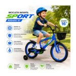Bicicleta Infantil Rodado 16 Con Canasto Y Rueditas Azul Azul Xs - Imagen 6