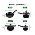 Juego De Ollas Antiadherentes 13 Piezas Con Sartén Y Tapas Negro - Imagen 11