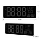 Reloj Digital De Pared Led 34 Cm Calendario Temperatura - Negro - Imagen 9