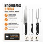 Set Kit Parrillero 3 Piezas Cuchillo Chaira Tenedor Acero - Imagen 12