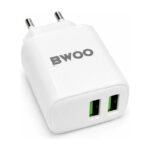Cargador De Pared Bwoo Doble Usb 2.4a Con Cable Usb C 1m - Blanco - Imagen 3