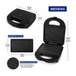 Sandwichera Eléctrica Grill Placas Antiadherentes 750w Negro - Imagen 10
