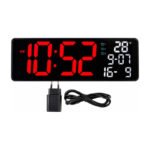 Reloj Digital De Pared Led 34 Cm Calendario Temperatura - Negro - Imagen 7