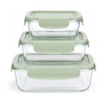 Set 3 Recipientes Herméticos Vidrio Borosilicato Con Tapa Transparente