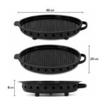 Plancha Bifera Hierro Ovalada 40x25 Cm Para Parrilla Asado Negro - Imagen 8
