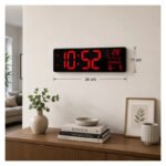 Reloj Digital De Pared Led 34 Cm Calendario Temperatura - Negro - Imagen 11