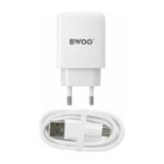 Cargador De Pared Bwoo Doble Usb 2.4a Con Cable Usb C 1m - Blanco - Imagen 5