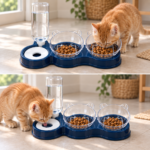 Comedero Doble para Gatos con Bebedero Automático 3 en 1 y Platos Desmontables - Imagen 6