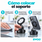 Soporte Magnético para Celular BWOO con Ventosa Eléctrica y Rotación 360° para Auto - Imagen 5