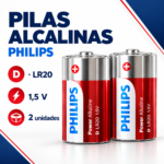 Pilas Alcalinas Philips D LR20 1.5V Pack x2 – Power Alkaline - Imagen 3