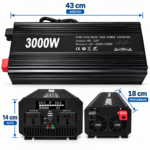 Inversor de Corriente 3000W Onda Senoidal Pura 12V a 220V con USB y Pantalla Digital - Imagen 5