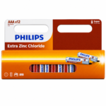 Pilas AAA Philips R03 1.5V Extra Zinc Chloride Pack x12 Unidades