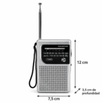 Radio Portátil AM/FM North Tech NT-RD21 con Antena Telescópica y Salida para Auriculares - Imagen 2