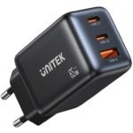 Cargador Unitek Zeno 65W 3 Puertos GaN USB-C y USB-A
