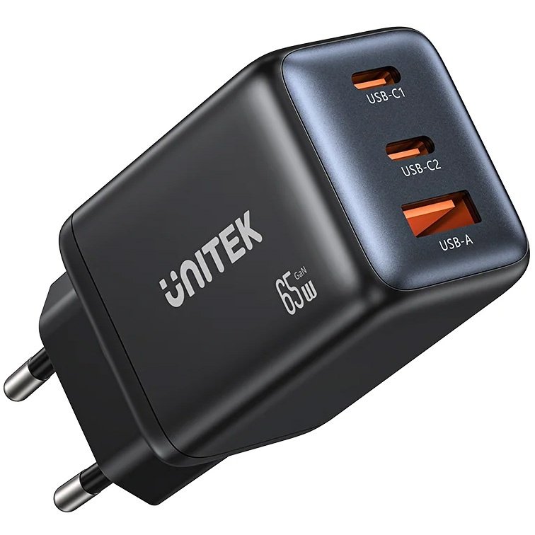 original_57984.jpg Cargador Unitek Zeno 65W 3 Puertos GaN USB-C y USB-A - Imagen 1