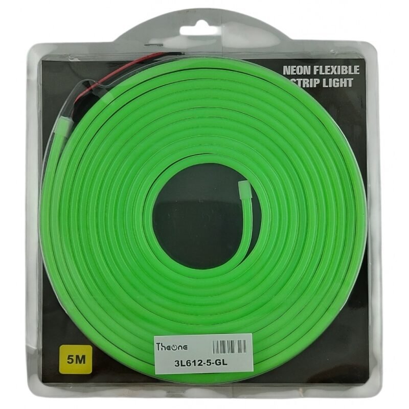 Cinta LED Neon 5M Green Light -120 LED 12V 7,2W 6 mm* 12 mm Verde Luminoso