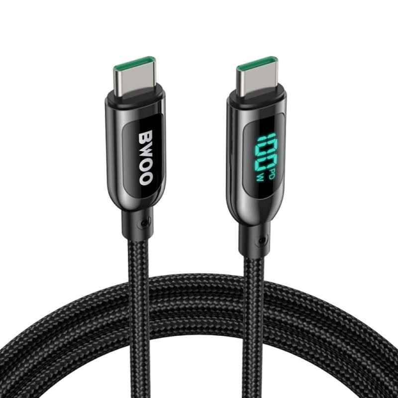 Cable de Datos y Carga BWOO 3AMP USB-c a USB-c -1.2 Metros Nylon Trenzado