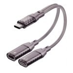 Adaptador USB-c macho a 2 hembras para carga y audio BWOO
