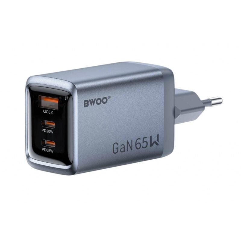 Cargador BWOO de 65W con 3 puertos GaN