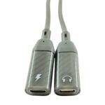 Adaptador USB-c macho a 2 hembras para carga y audio BWOO - Imagen 2