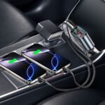 Cargador de coche BWOO de 120W 4 en 1 con luz estrellada y 2 cables retráctiles. - Imagen 4