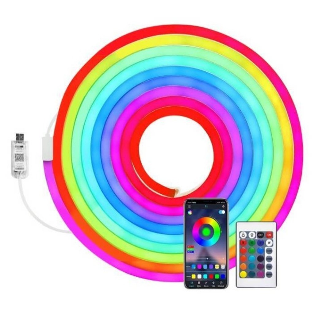 productos34_709244.jpg Cinta LED Neon Inteligente 5M RGB con Control Bluetooth Remoto USB - Imagen 1