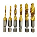 Set 6 Mechas Macho Combinadas Broca Roscada Hexagonal GENERICO