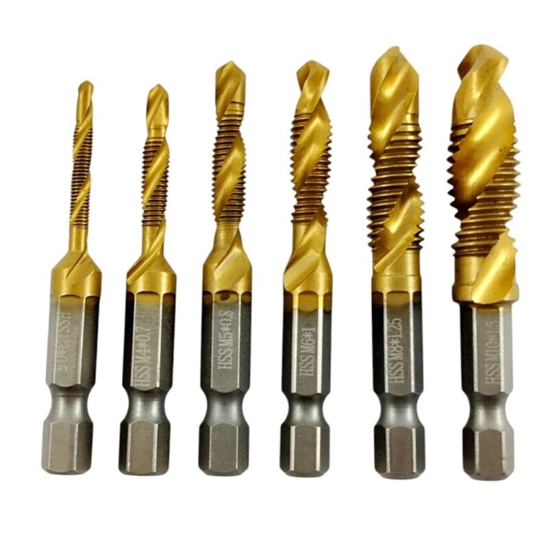 Set 6 Mechas Macho Combinadas Broca Roscada Hexagonal GENERICO