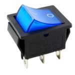 Llave Bipolar Inversora con luz On Off 20AMP. 6 Pin - Azul